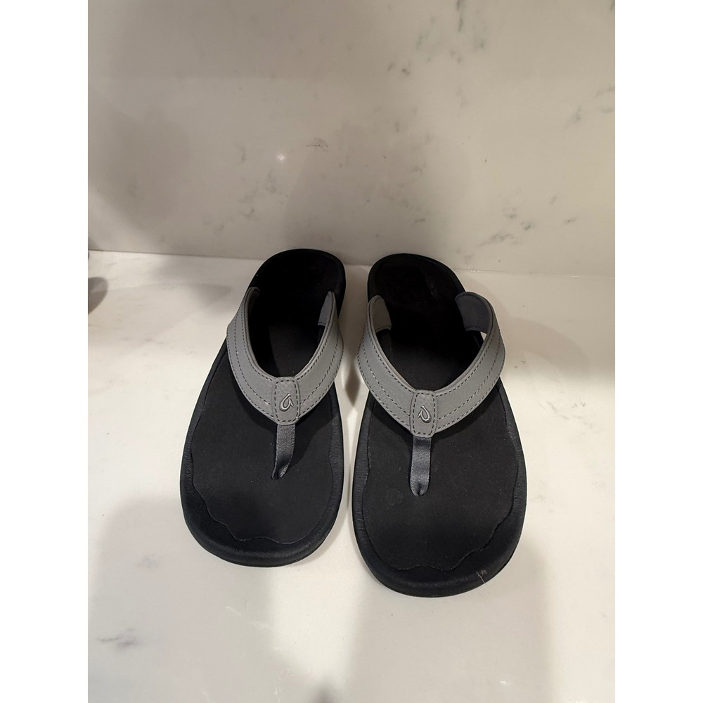 Olukai Ohana Women Black Grey Water Resistant Flip Flop Sandals Size 10